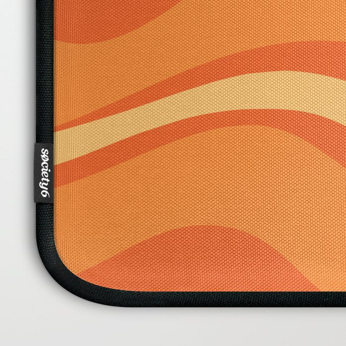 Retro Modern Liquid Swirl Abstract Pattern Square in Orange Tangerine and Yellow Tones Laptop Sleeve Gallery Image 3