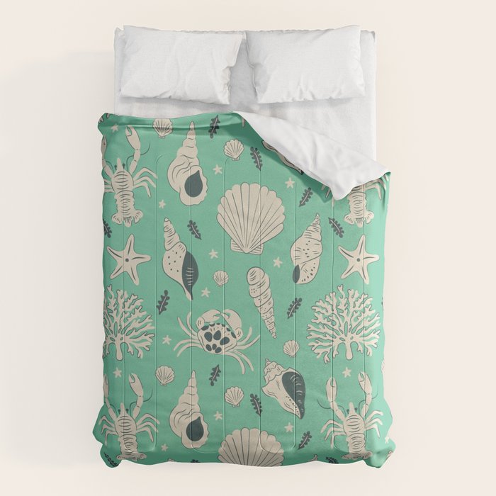 Ocean Crustaceans And Nautical Seashells Comforter Gallery Image 6