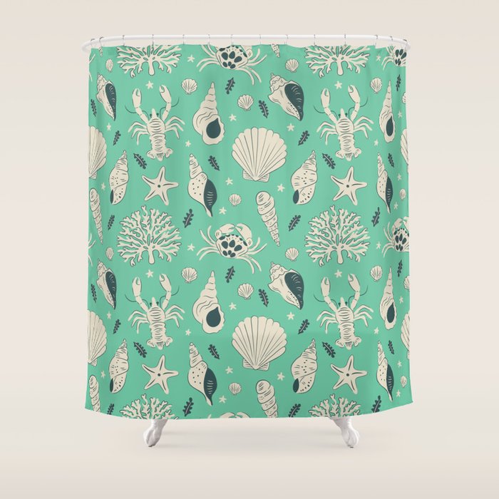 Ocean Crustaceans And Nautical Seashells Shower Curtain Gallery Image 1