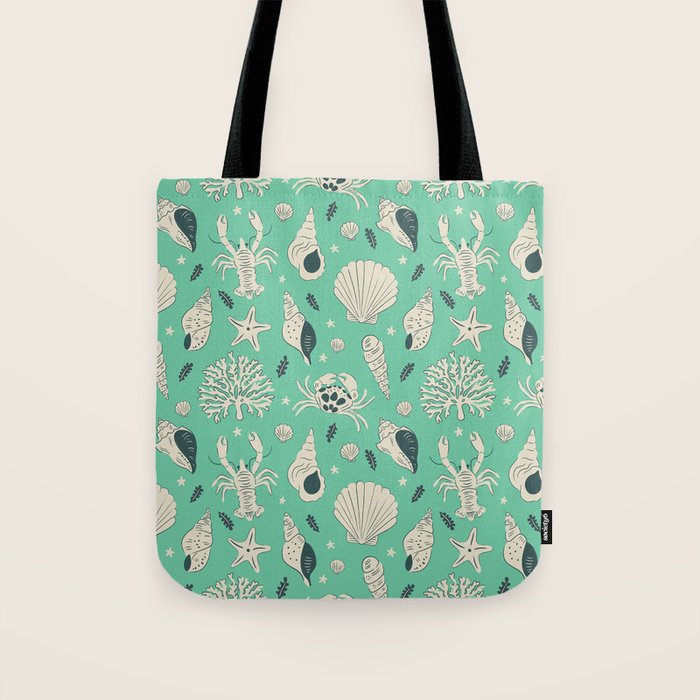 Ocean Crustaceans And Nautical Seashells Tote Bag Gallery Image 1