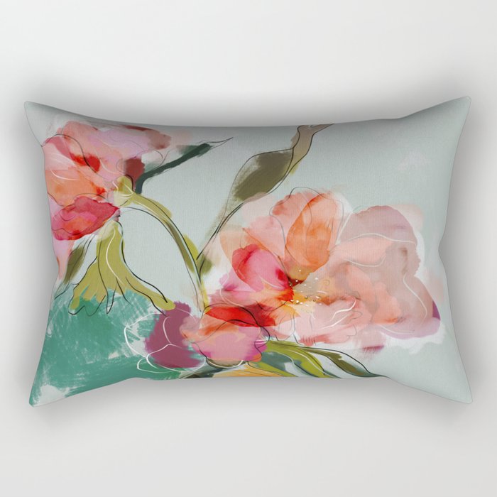 peonies abstract floral Rectangular Pillow Gallery Image 2