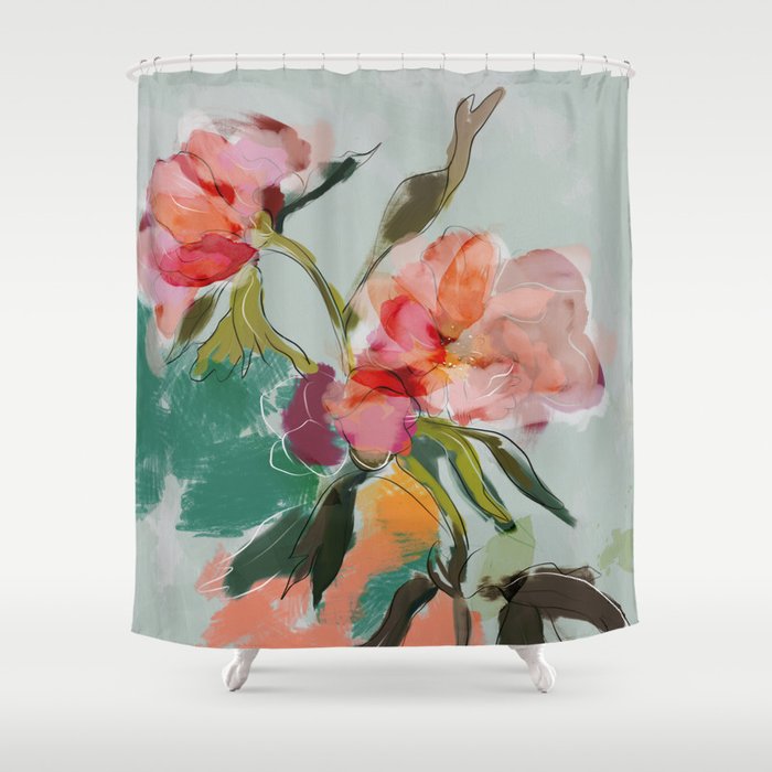 peonies abstract floral Shower Curtain Gallery Image 1