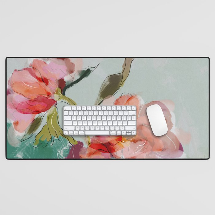 peonies abstract floral Desk Mat Gallery Image 1