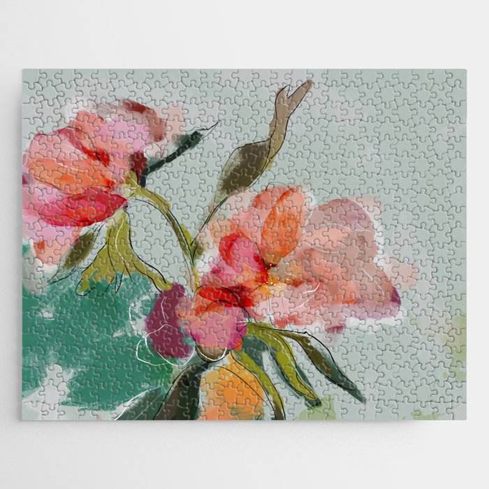 peonies abstract floral Jigsaw Puzzle Gallery Image 1