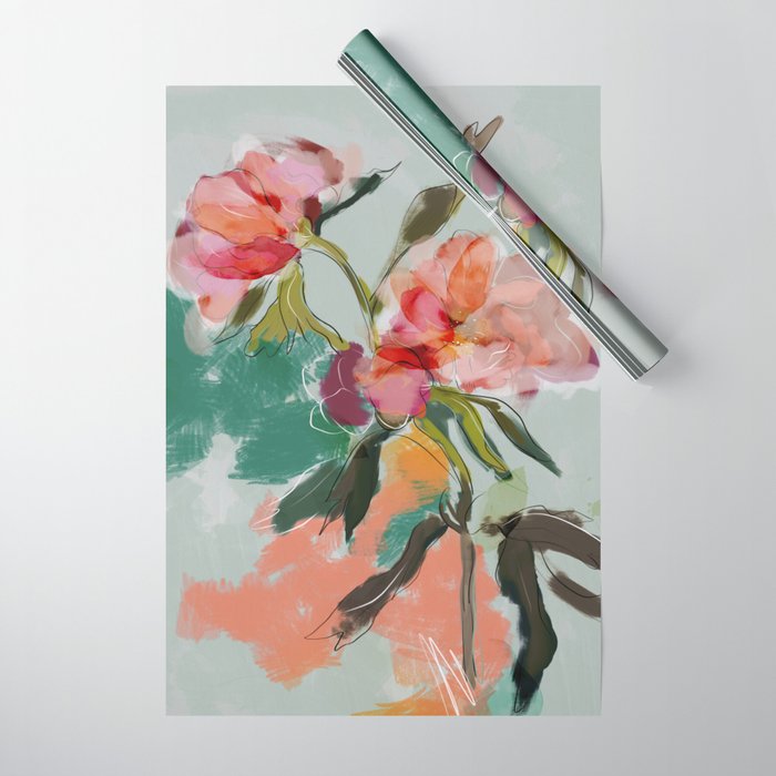 peonies abstract floral Wrapping Paper Gallery Image 1