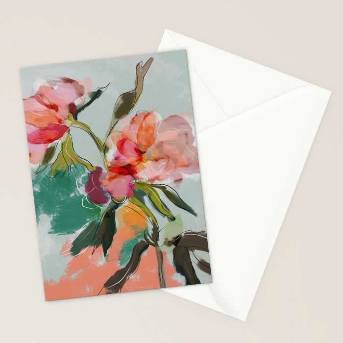 peonies abstract floral Stationery Card Gallery Image 2
