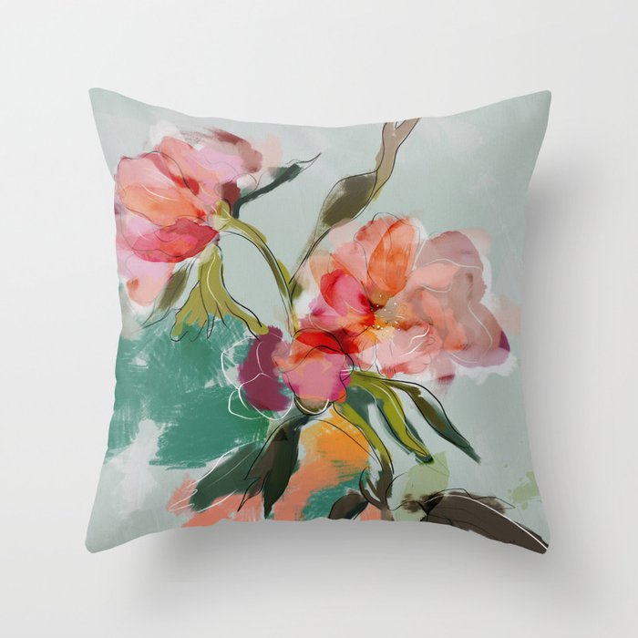 peonies abstract floral Throw Pillow Gallery Image 6