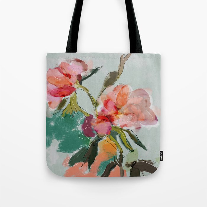 peonies abstract floral Tote Bag Gallery Image 1