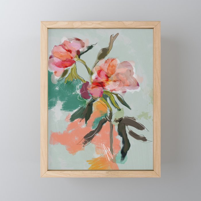 peonies abstract floral Mini Art Print Gallery Image 1