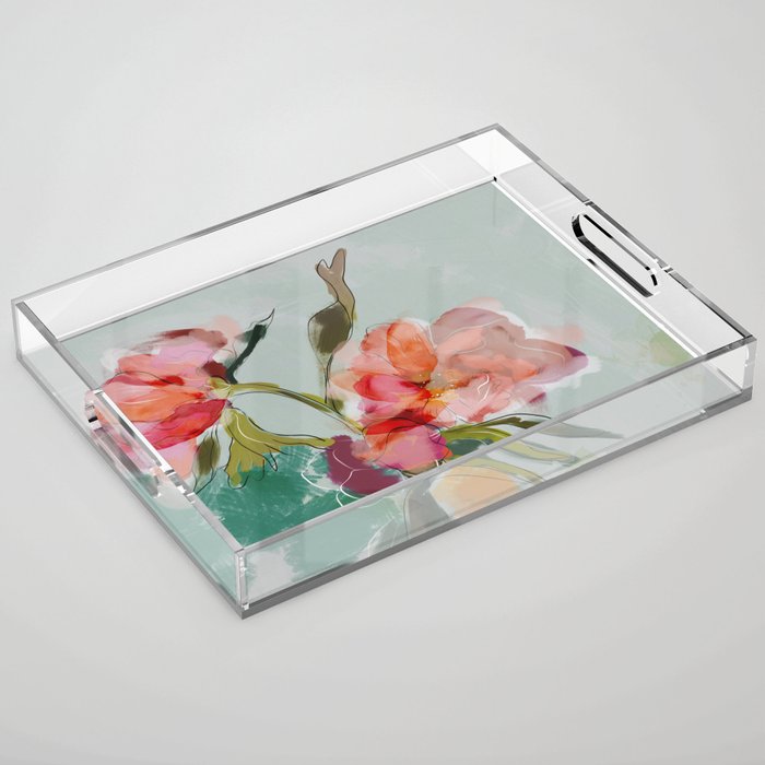 peonies abstract floral Acrylic Tray Gallery Image 1