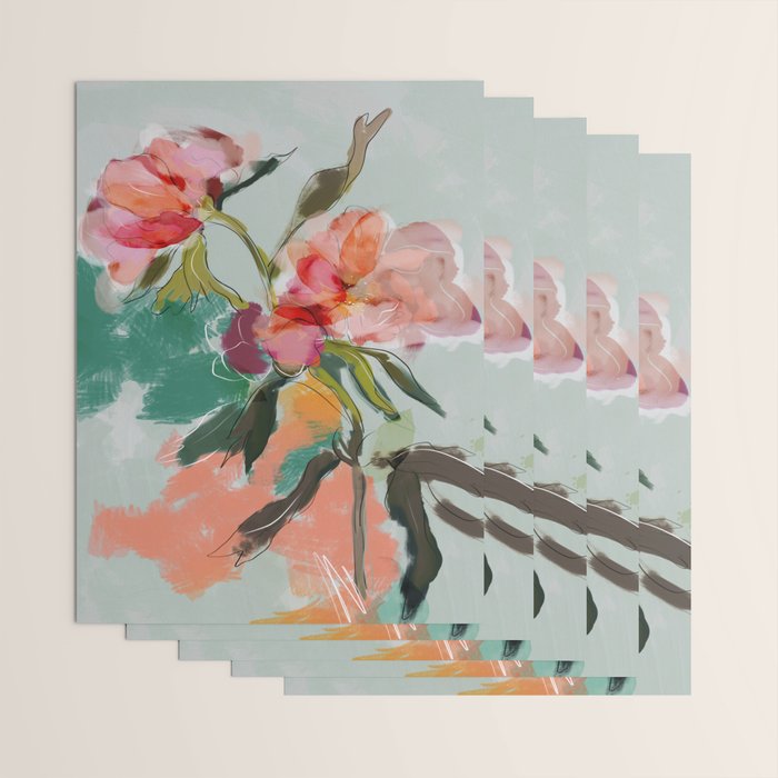 peonies abstract floral Wrapping Paper Gallery Image 3