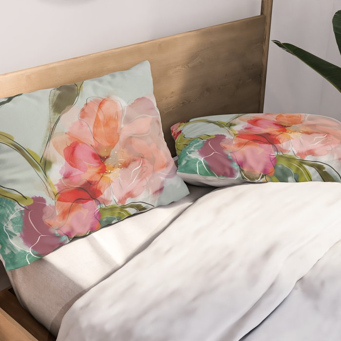 peonies abstract floral Pillow Sham Gallery Image 2