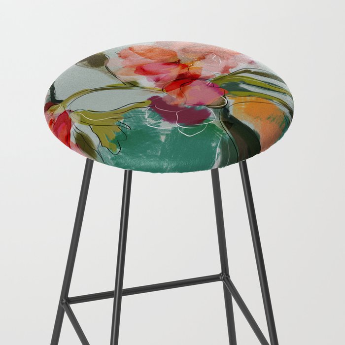 peonies abstract floral Stool Gallery Image 2