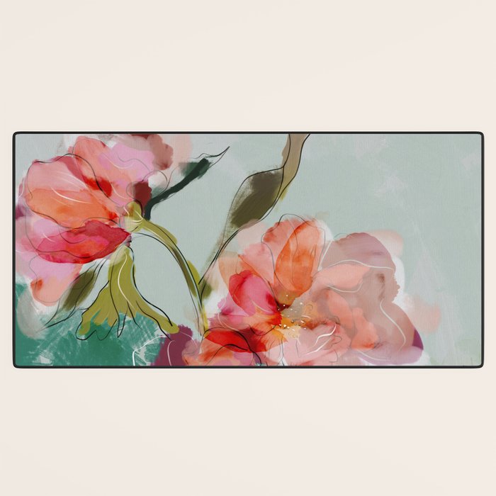 peonies abstract floral Desk Mat Gallery Image 3