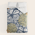Butterfly and Floral Prints, Navy Blue, Orange, Yellow Comforter Gallery Image 6
