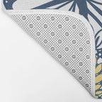 Butterfly and Floral Prints, Navy Blue, Orange, Yellow Bath Mat Gallery Image 2