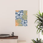 Butterfly and Floral Prints, Navy Blue, Orange, Yellow Poster Gallery Image 2