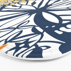 Butterfly and Floral Prints, Navy Blue, Orange, Yellow Bath Mat Gallery Image 3