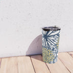 Butterfly and Floral Prints, Navy Blue, Orange, Yellow Travel Mug Gallery Image 4