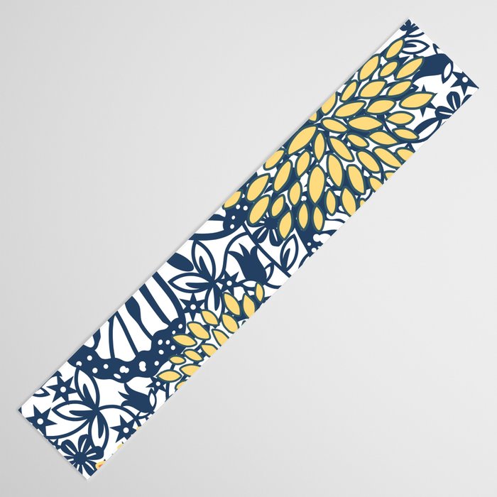 Butterfly and Floral Prints, Navy Blue, Orange, Yellow Table Runner Gallery Image 3