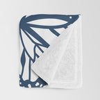 Butterfly and Floral Prints, Navy Blue, Orange, Yellow Throw Blanket Gallery Image 3