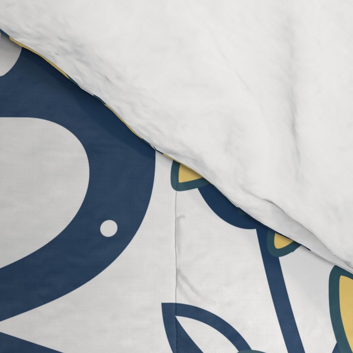 Butterfly and Floral Prints, Navy Blue, Orange, Yellow Comforter Gallery Image 4