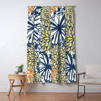 Butterfly and Floral Prints, Navy Blue, Orange, Yellow Window Curtain Gallery Image 5
