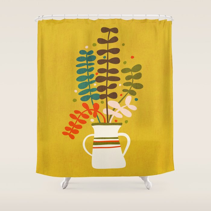 Potted Leaves Shower Curtain Gallery Image 1