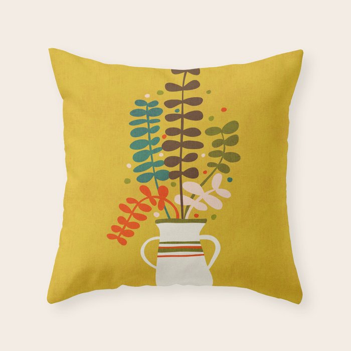 Potted Leaves Throw Pillow Gallery Image 1
