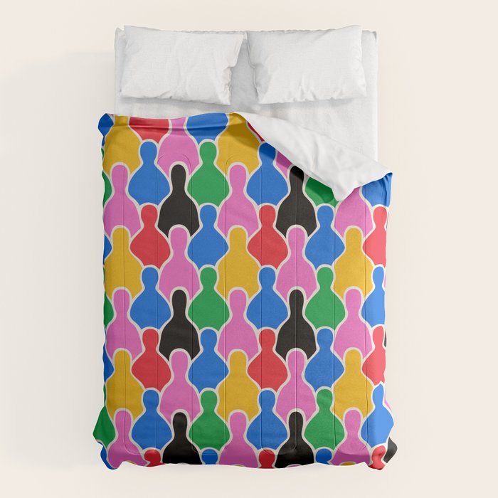 Colorful diverse people crowd art pattern Comforter Gallery Image 6