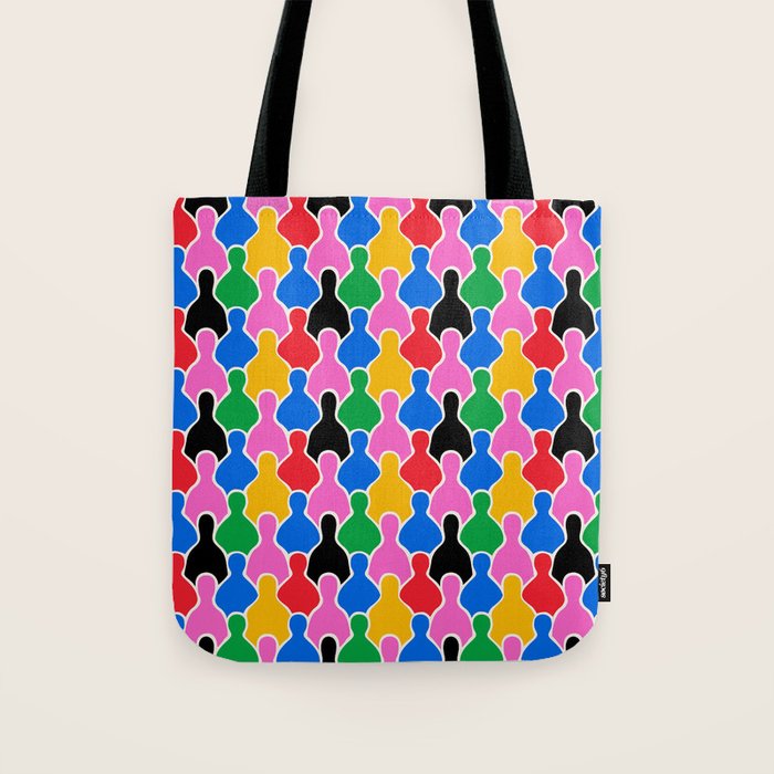 Colorful diverse people crowd art pattern Tote Bag Gallery Image 1