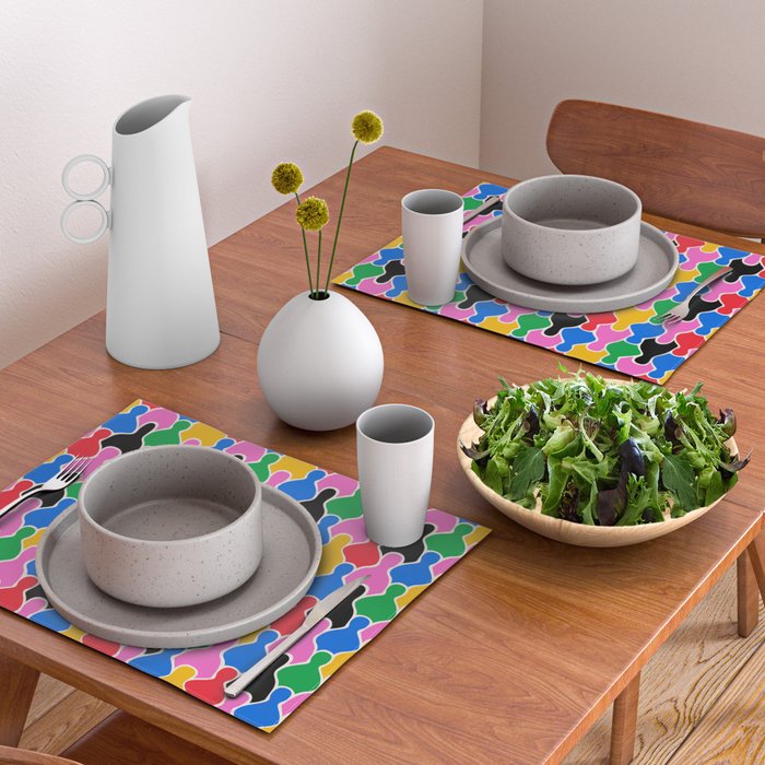 Colorful diverse people crowd art pattern Placemat Gallery Image 2