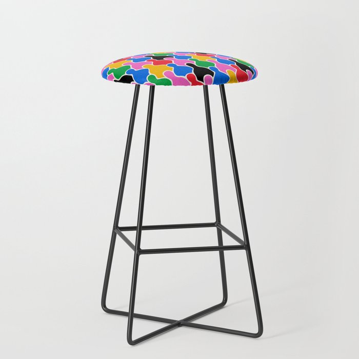 Colorful diverse people crowd art pattern Stool Gallery Image 1