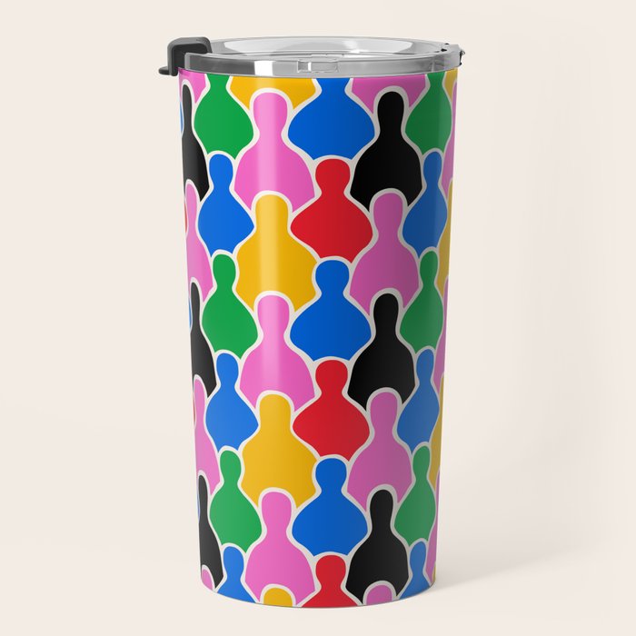 Colorful diverse people crowd art pattern Travel Mug Gallery Image 3