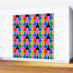 Colorful diverse people crowd art pattern Wall Mural Gallery Image 2