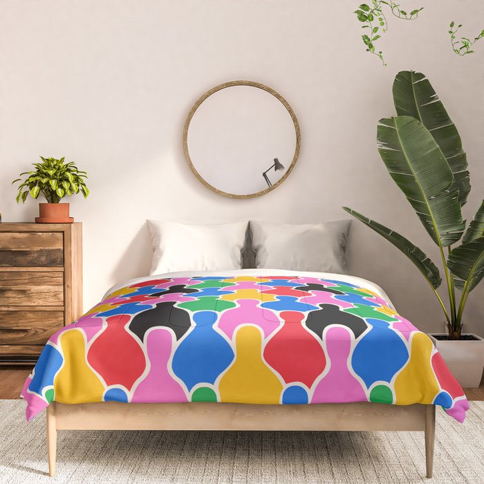 Colorful diverse people crowd art pattern Comforter Gallery Image 3