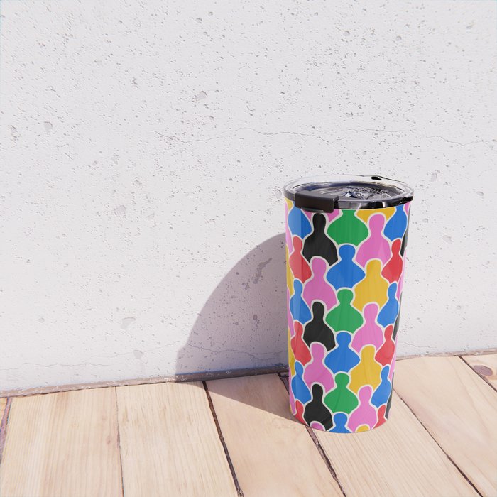 Colorful diverse people crowd art pattern Travel Mug Gallery Image 4