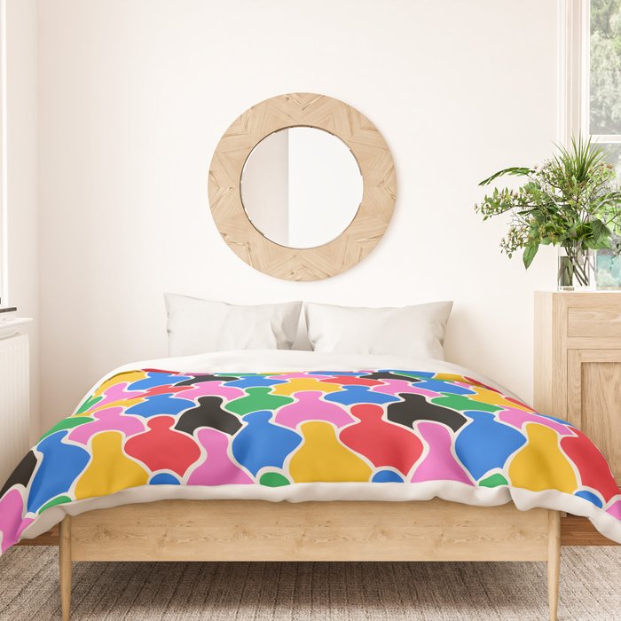 Colorful diverse people crowd art pattern Duvet Cover Gallery Image 3