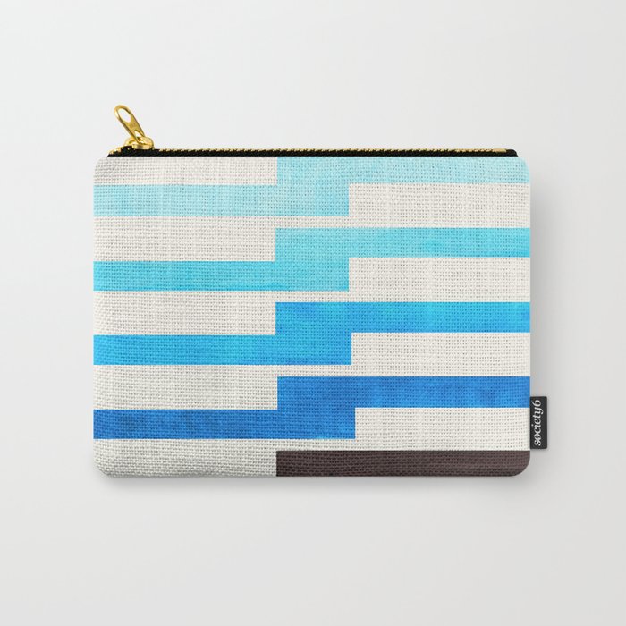 Blue Baby Blue Watercolor Minimalist Geometric Zig Zag Lightning Bolt Pattern Carry All Pouch Gallery Image 1