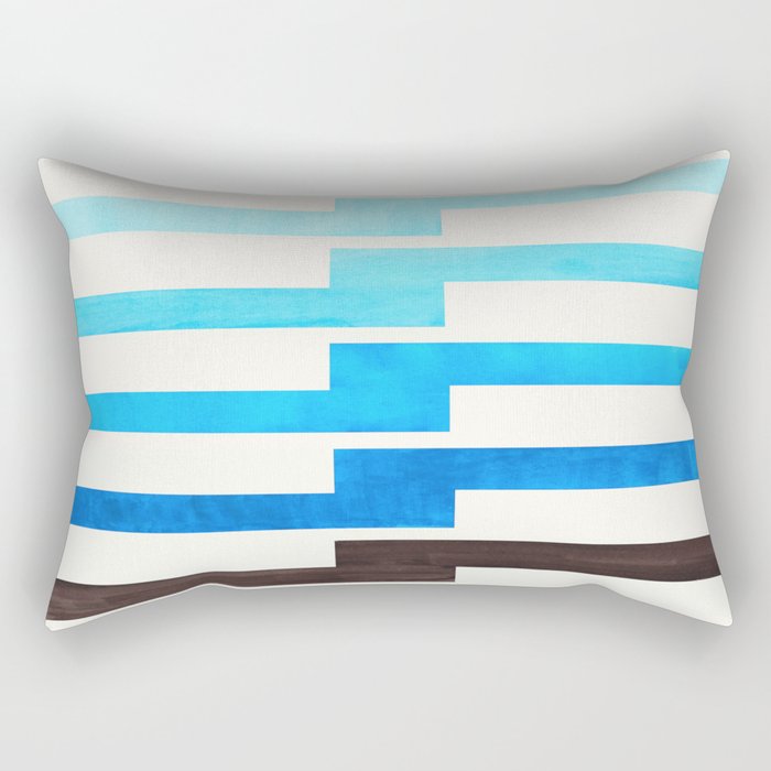 Blue Baby Blue Watercolor Minimalist Geometric Zig Zag Lightning Bolt Pattern Rectangular Pillow Gallery Image 1
