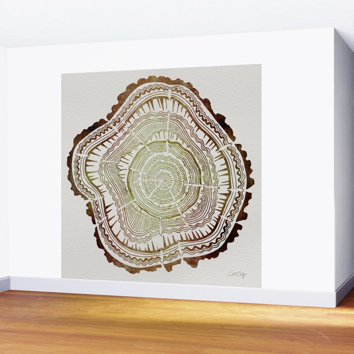 Tree Rings - Watercolor Ombre Wall Mural Gallery Image 2