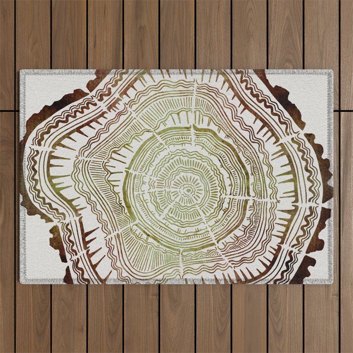 Tree Rings - Watercolor Ombre Outdoor Rug Gallery Image 1