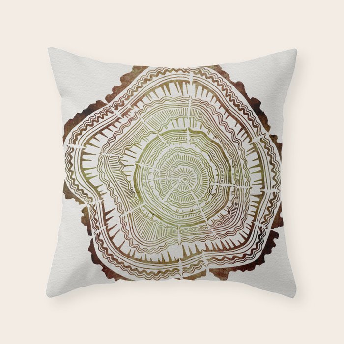 Tree Rings - Watercolor Ombre Throw Pillow Gallery Image 1