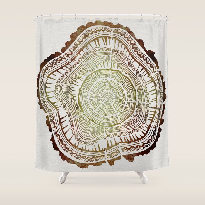 Tree Rings - Watercolor Ombre Shower Curtain Gallery Image 1