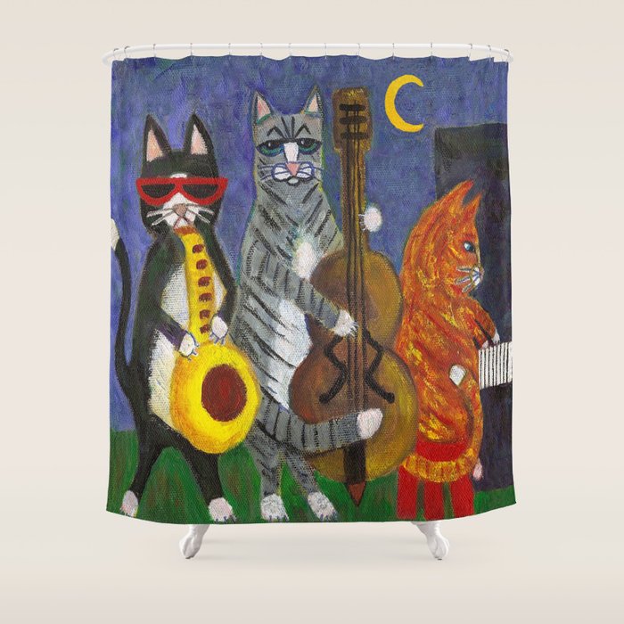 Jazz Cats Shower Curtain Gallery Image 1