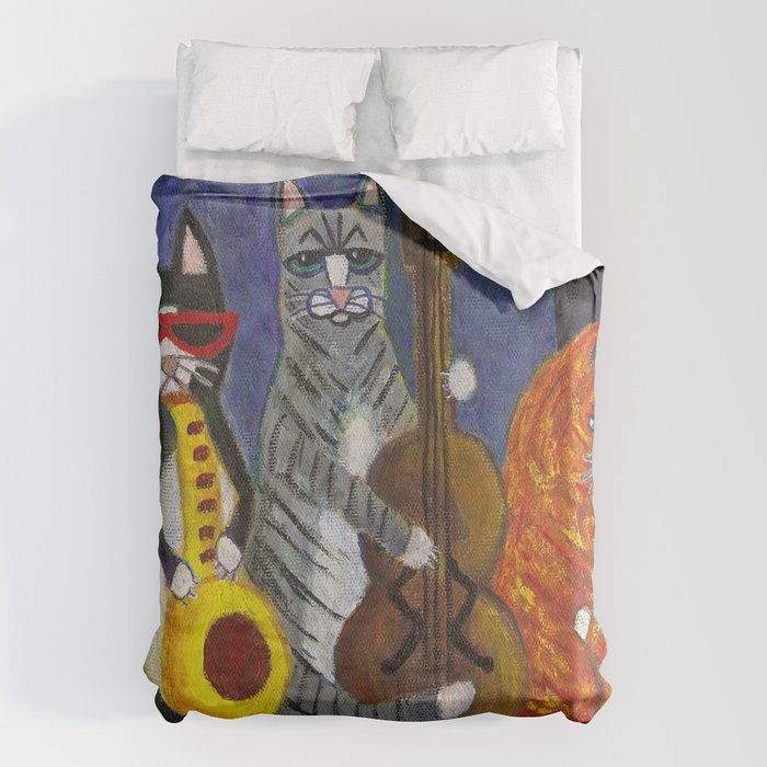 Jazz Cats Duvet Cover