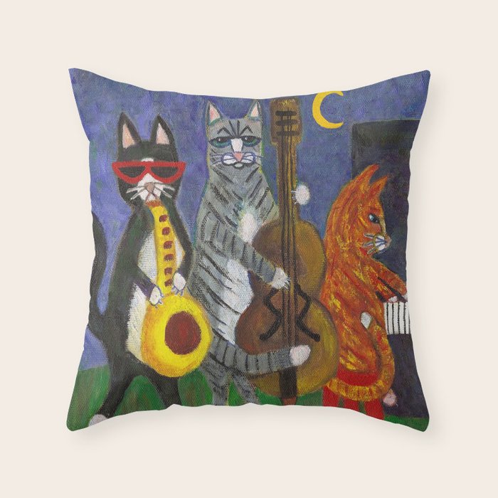 Jazz Cats Throw Pillow Gallery Image 6