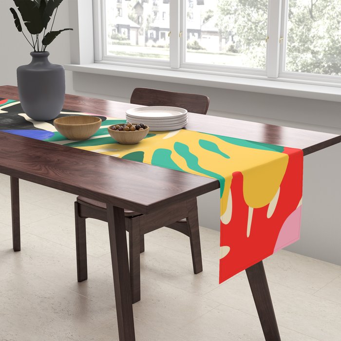 Colorful tropical plant leaves art pattern Table Runner Gallery Image 2