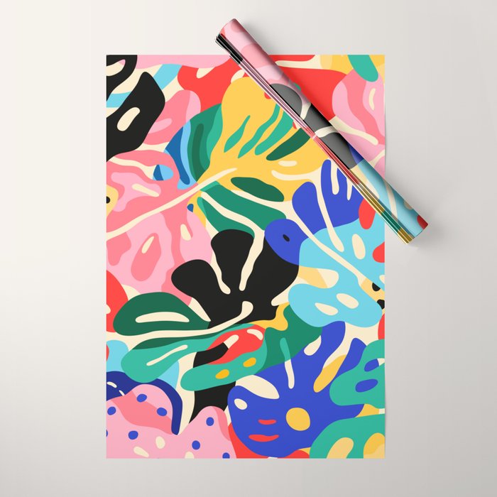 Colorful tropical plant leaves art pattern Wrapping Paper Gallery Image 1