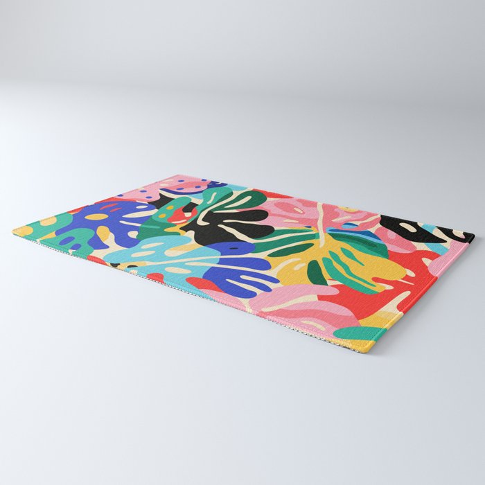 Colorful tropical plant leaves art pattern Rug Gallery Image 3